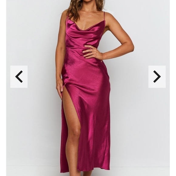 LIONESS Walk The Line Midi Dress Magenta - Picture 4 of 12